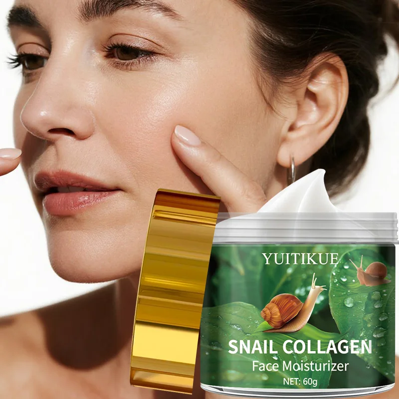 YUITIKUE Snail Collagen Face Moisturizer Hydrating Firming Anti‑Aging Smoothing Daily Facial Skin Care Cream 60g
