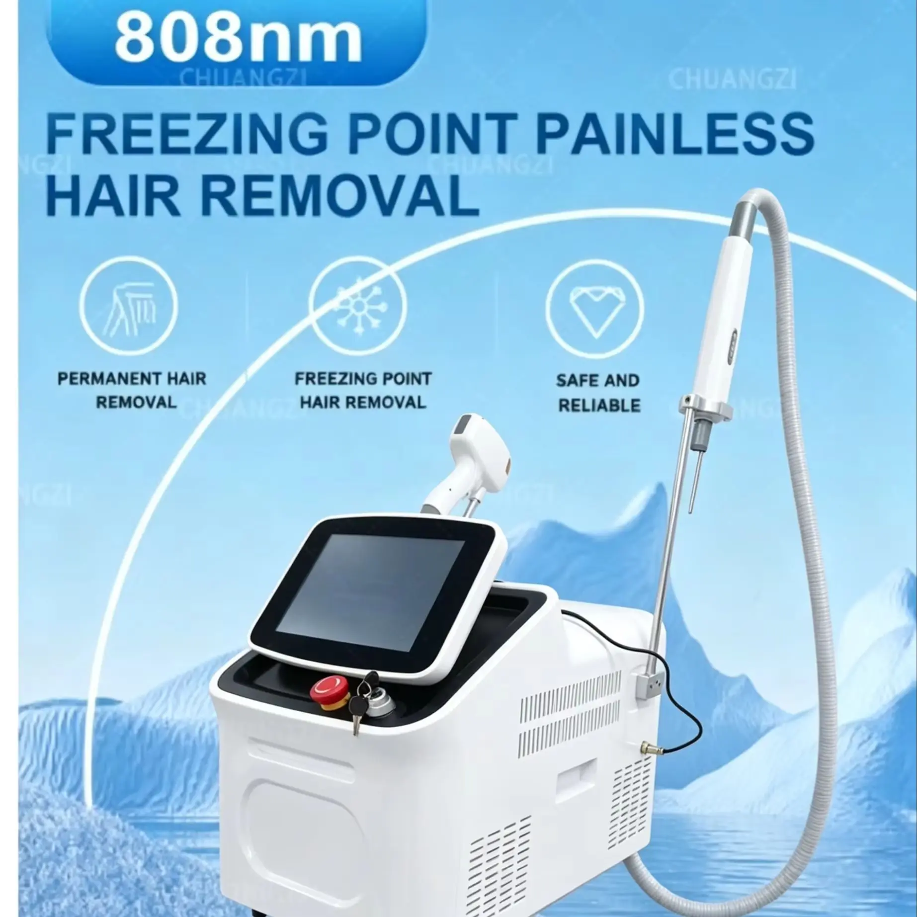 Professional Diode 808nm 755nm 1064nm, 3-wavelength Hair Removal Machine Ice Platinum Beauty