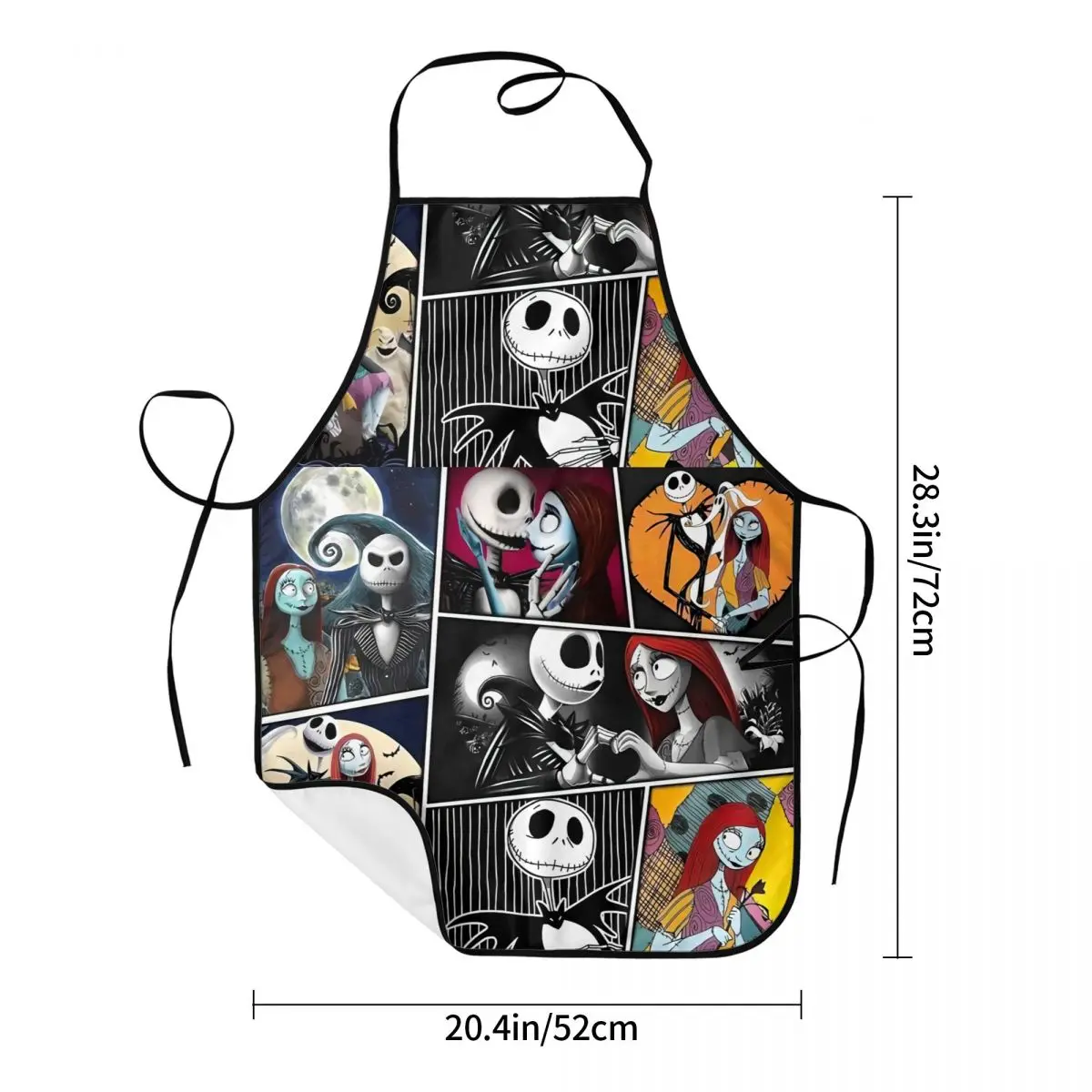 Custom Funny Halloween Jack Skellington Collage Bib Aprons Men Women Kitchen Chef Tablier Cuisine for Cooking Baking Gardening