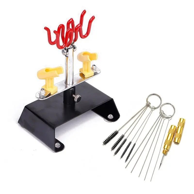 ABDJ-Air Brush Station Stand Kit Includes Rotate Holders, Up To 4 Mounts, Spray Gun Holder, And Airbrush Cleaner Accessories