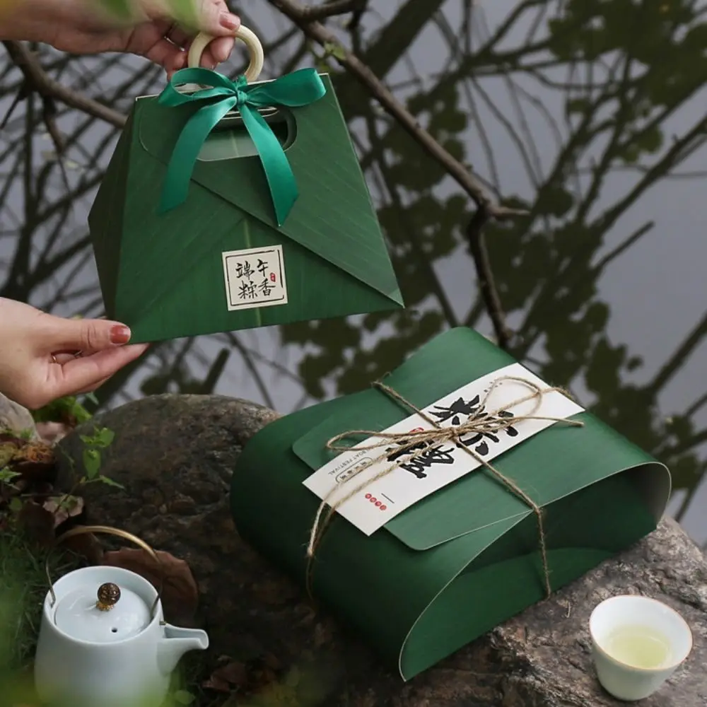 Boîte cadeau Zongzi portable de luxe pour le Festival du Bateau Dragon, emballage vide de luxe pour hôtel et événements festifs