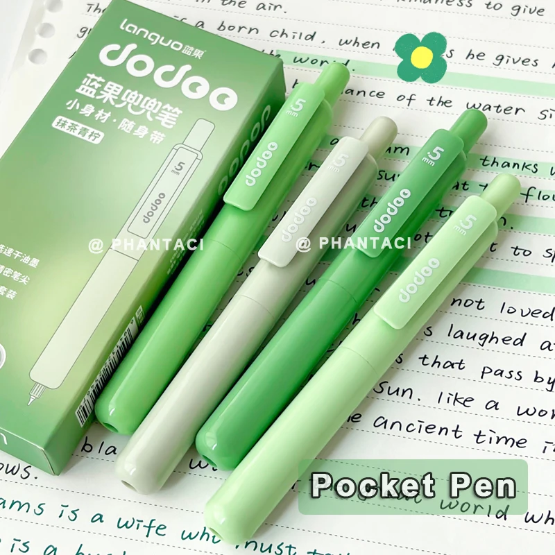 4 pz/set penna Gel tascabile serie verde 0.5MM ricarica nera penna neutra Mini penna da scrittura portatile cancelleria per penna a inchiostro Gel ad asciugatura rapida