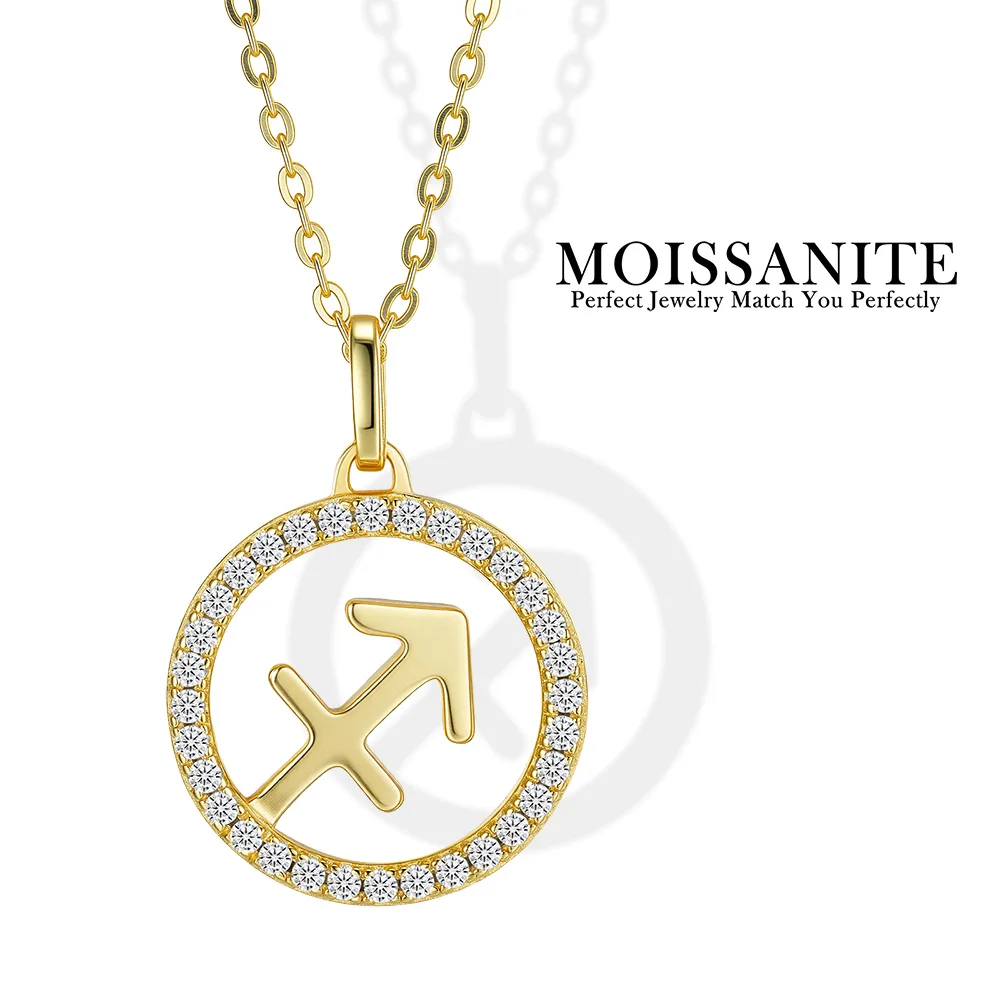 

0.384CTW Sagittarius Moissanite Pendant Necklace 925 Sterling Silver 18K Gold Plated Zodiac Jewelry Birthday Gift Pendant