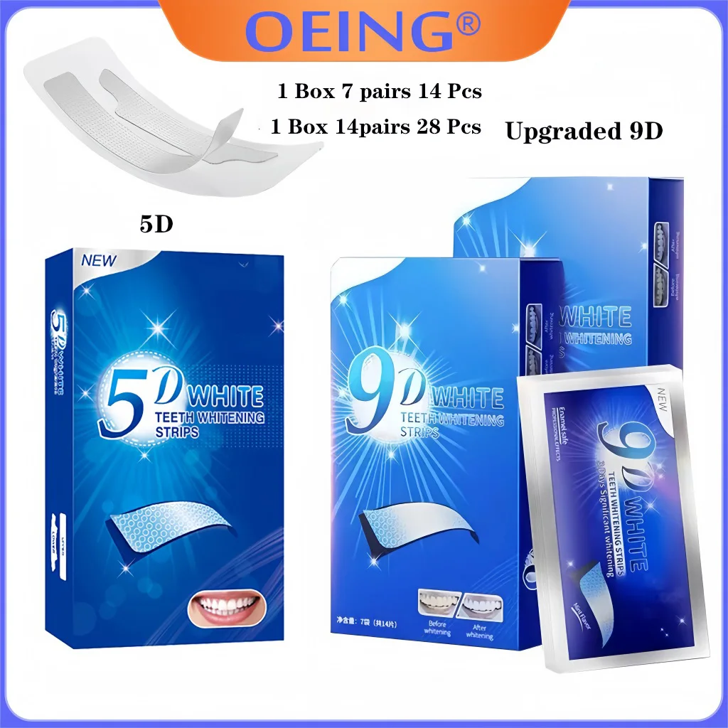 9D 5D Teeth Whitening Strip 14/28 Pair Whiter Strips for Removing Smoking Coffee Stain, Effective Home Use Tooth Whitening Kit