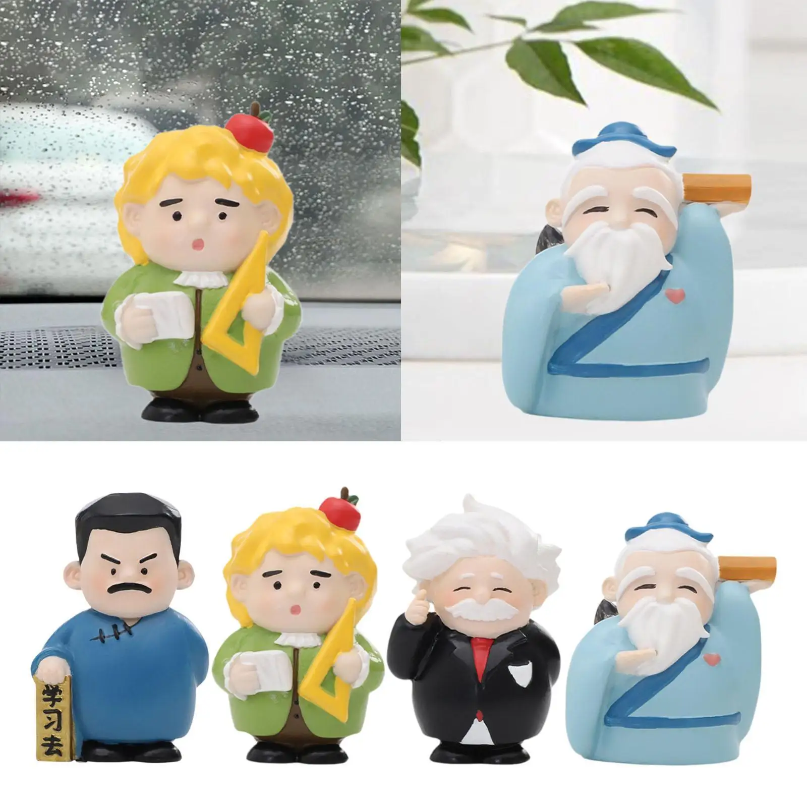 God of Learning Blessing Figurine Fengshui Decoration Collections Celebrity Statue for Shelf Cabinet Fireplace Bedroom Office