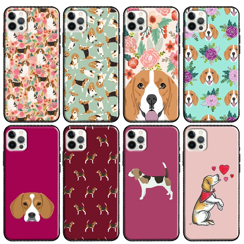 Beagle Floral Dog Phone Case For iPhone 13 12 11 Pro Max 12 mini 6S 7 8 Plus SE 2020 XR X XS Max Back Cover