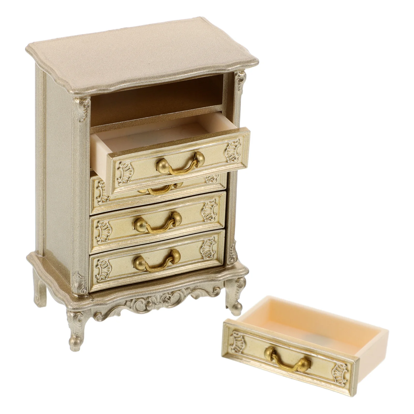 

1:12 Scale Small Furniture Mini Dresser with Functional Drawers Lifelike Design for Miniature House Enthusiasts and