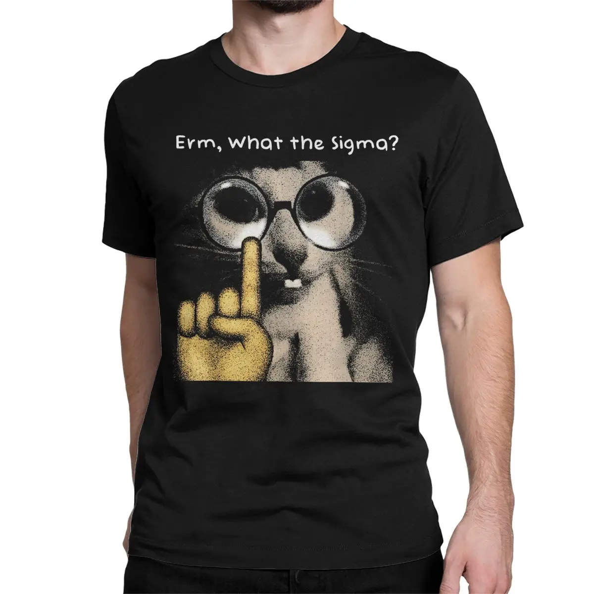 Erm What The Sigma Men Women T Shirt Funny Meme Cat Unique Tees Short Sleeve Round Neck T-Shirt Cotton 4XL 5XL 6XL Clothes