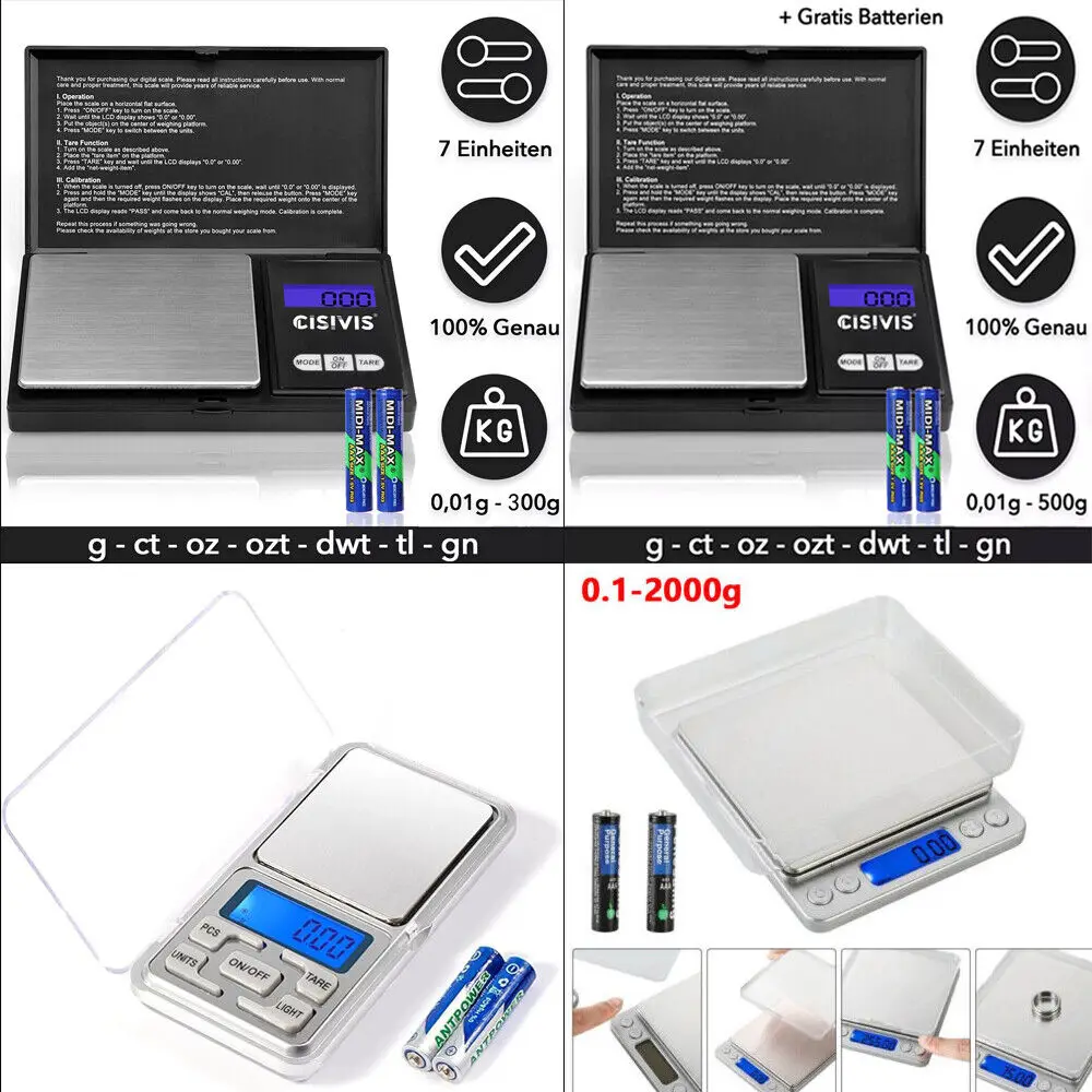 Digital Precision Scale Fine Scale 0.1-2000g Pocket Scale Fine Gram Gold Scale