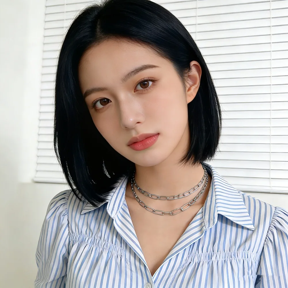 European and American women's bob wig realistic synthetic high-temperature wave bob hairpiece synthetic wig for daily wear
