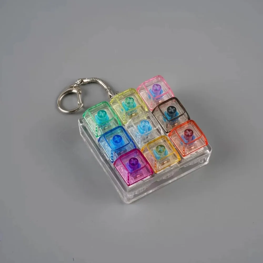 LED Light Keyboard Keychain Fidget Toy Clickable Button Stress Relief Portable Desk Accessory Office Decor Gift Anxiety Relief