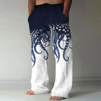 2025 Summer Trendy Brand Versatile Daily Beach Pants Octopus Pattern 3D Printed Casual Plus Size men's Casual Pants