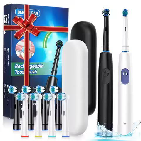 Sonic Electric Toothbrush Rechargeable Rotary Adult Waterproof with Timer 5 Modes &amp; 4 Replaceable Brush Heads for Teeth Cleaning
