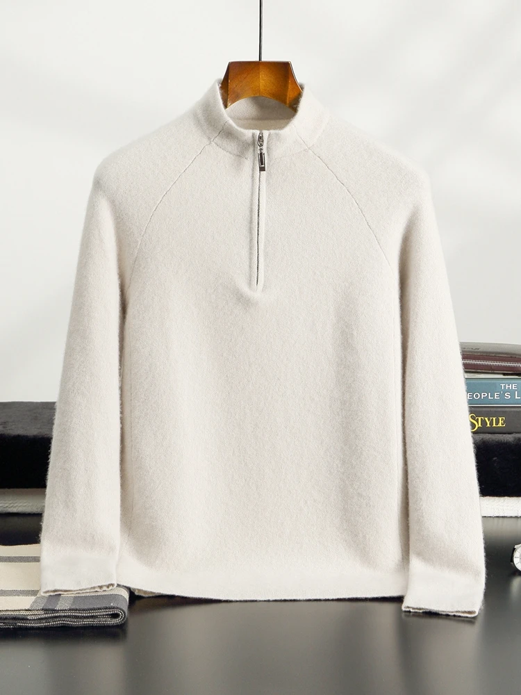 

TLOML мужской 100% кашемировый свитер, спортивный пуловер с воротником-стойкой и полумолнией, осень-зима, мягкие повседневные кашемировые топы высокого качества