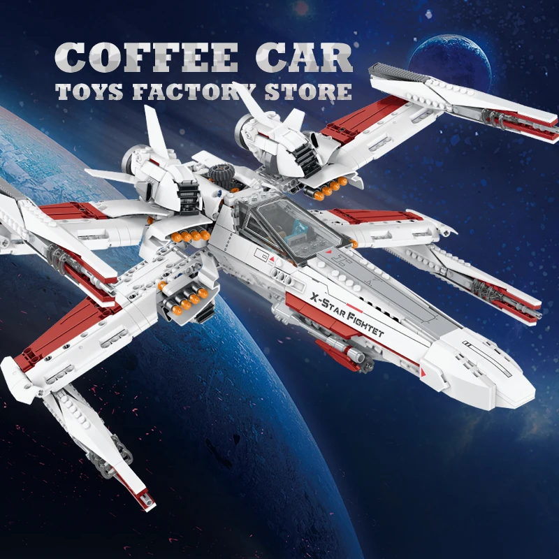 NEW Star Plane Fighter Building Bricks Classic Film Spacecraft MOC Blocks Puzzle Toys Space Airship 3D Model Adult Boy Kids Gift