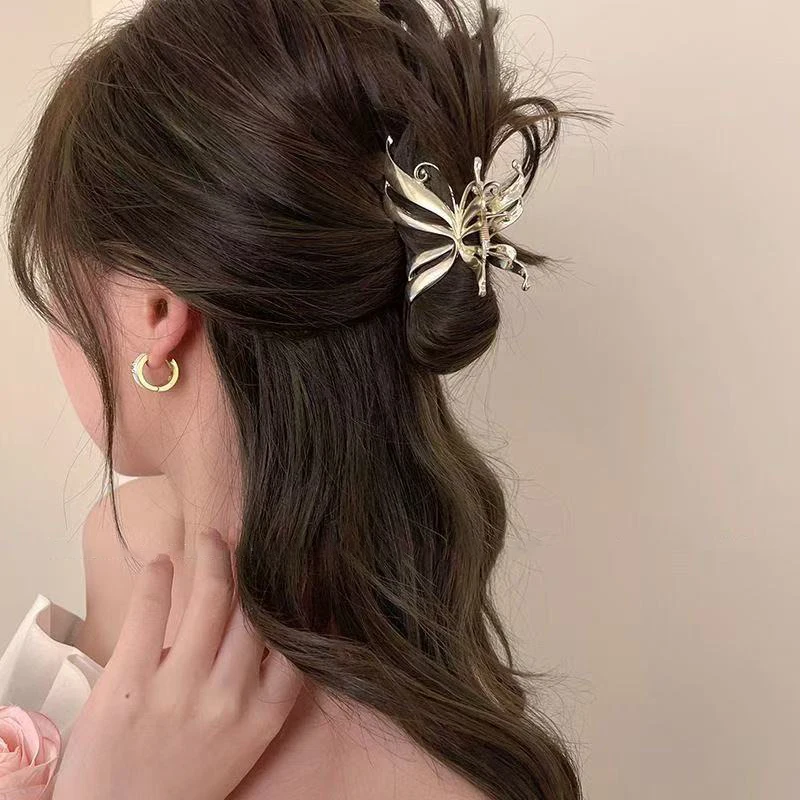 1 Stück Stilvolle Y2K Schmetterlings-Haarspange, Kleine Retro-Haarnadel für Halb-Up-Looks, Hochwertige Damen-Metall-Haarspange für den Hinterkopf – Detail 3