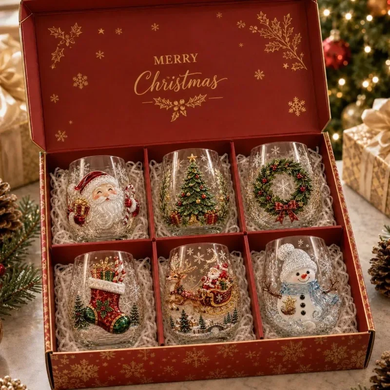 3d-christmas-glass-cup-art-luxury-raised-holiday-glassware-gift-6-pcsstemless-wine-glasses-glassware-for-coffee-tea-juice-milk
