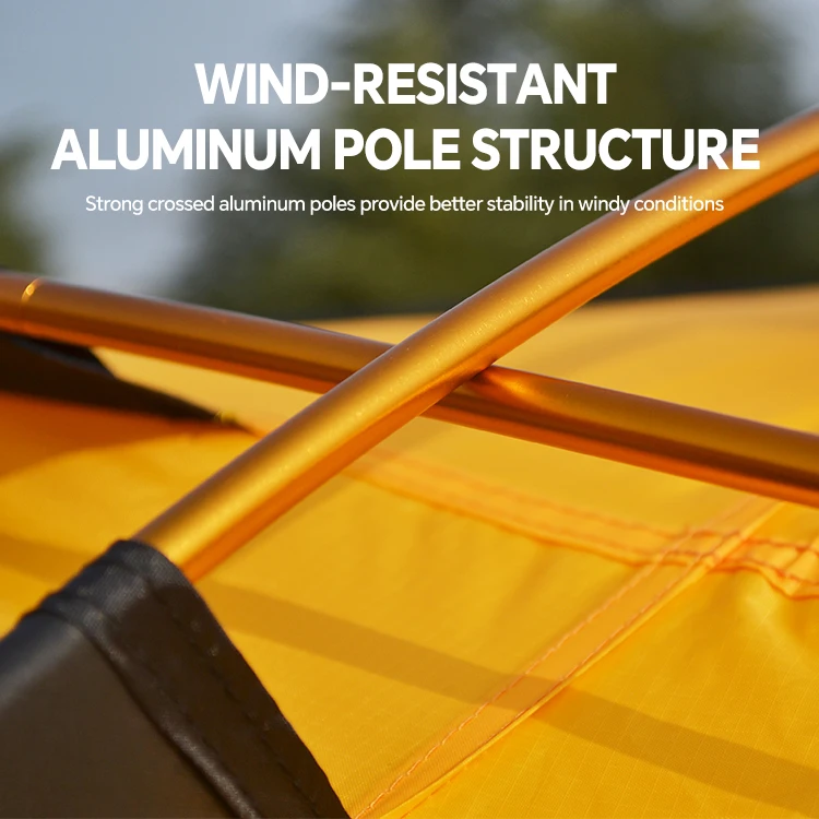 Portable aluminum windproof and waterproof camping tent 4-person tunnel tent