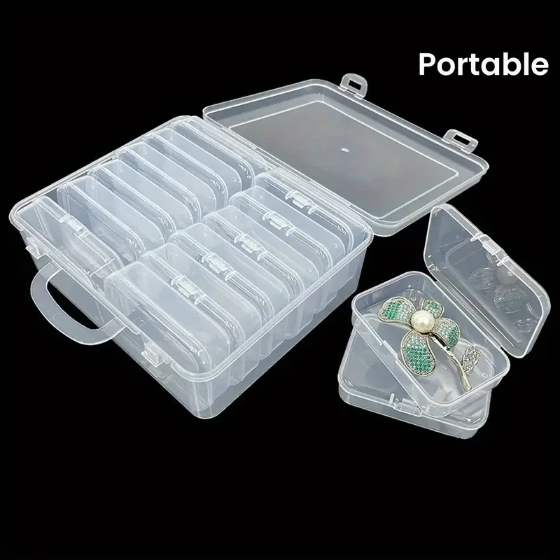 1 Set, 12-Grid Plastic Storage Box, Clear Craft Organizer Case Container, Portable Multifunctional Finishing Box For Jewelry, Be