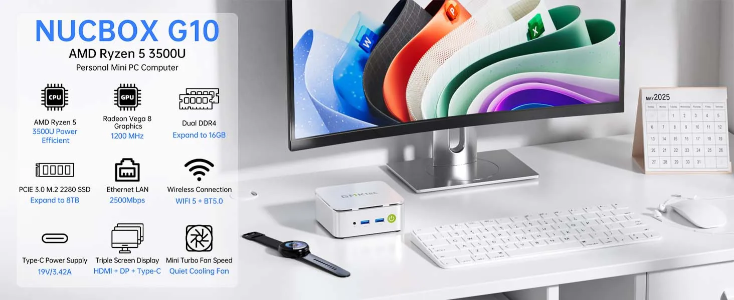 GMKtec G10 Ryzen 5 3500U Mini PC Windows 11 DDR4 16GB/32GB 512GB