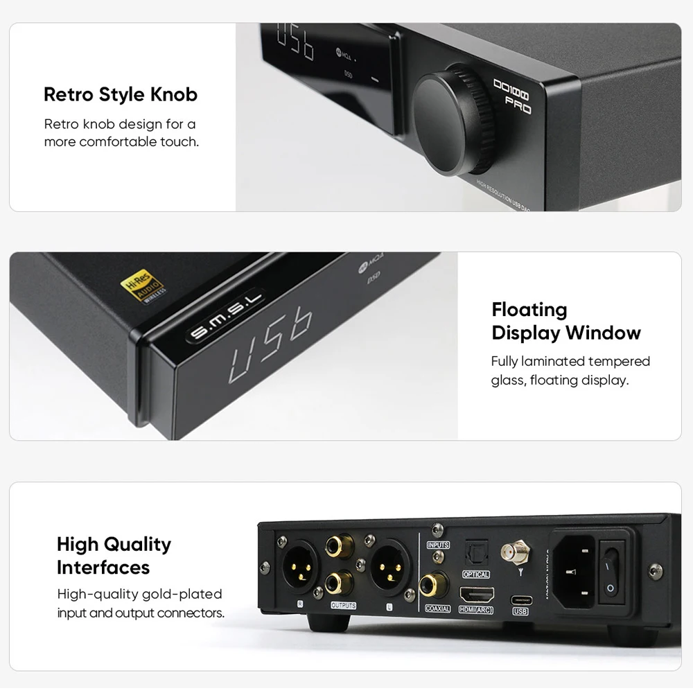 SMSL DO100Pro Hi-Res DAC Dual ES9039Q2M Decoder Bluetooth5.1 MQA DAC 24bit/96kHz DSD512 OPA1612 HDMI-ARC High End Digital DAC - Image 5