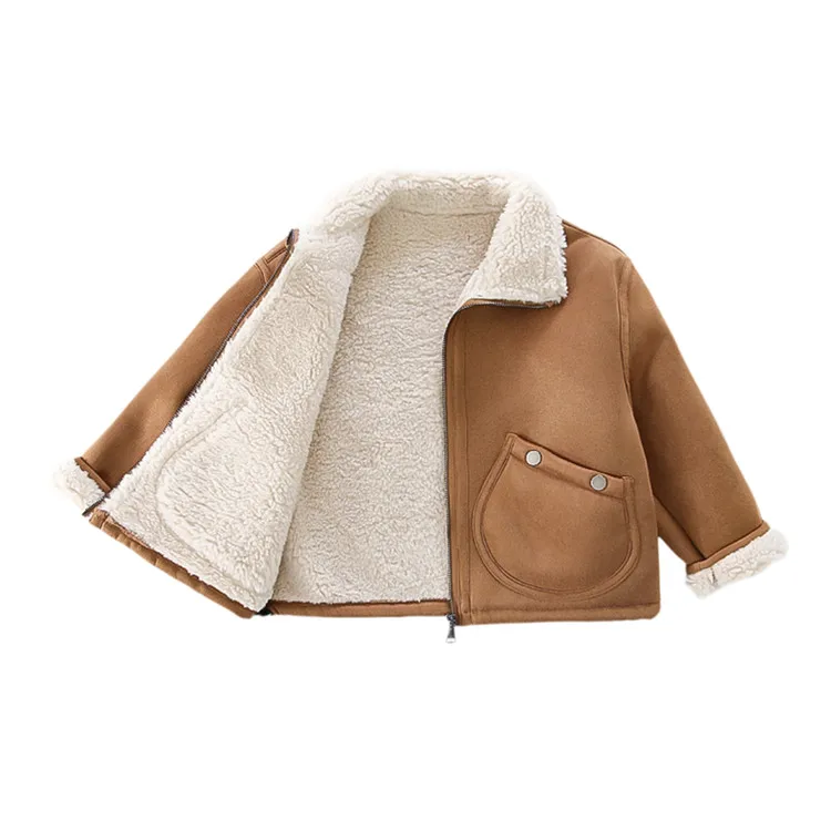 Coat 2026 New Girls Brown Large Pocket Integrated Jacket Fashion and Versatile Simple Daily Routine Comfortable and Warmth