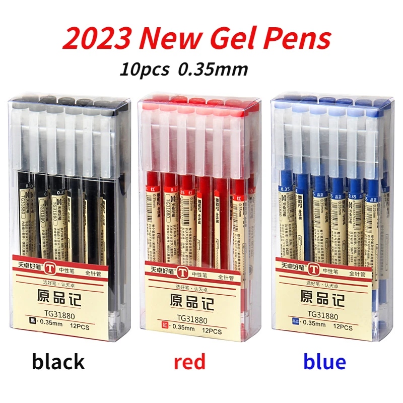 12/6pcs 0.35mm Gel Pen Japan MUJIs Style Red/Black/Blue Ink Refill School Office Pen Stationery For Handle Writing Supplier 2023