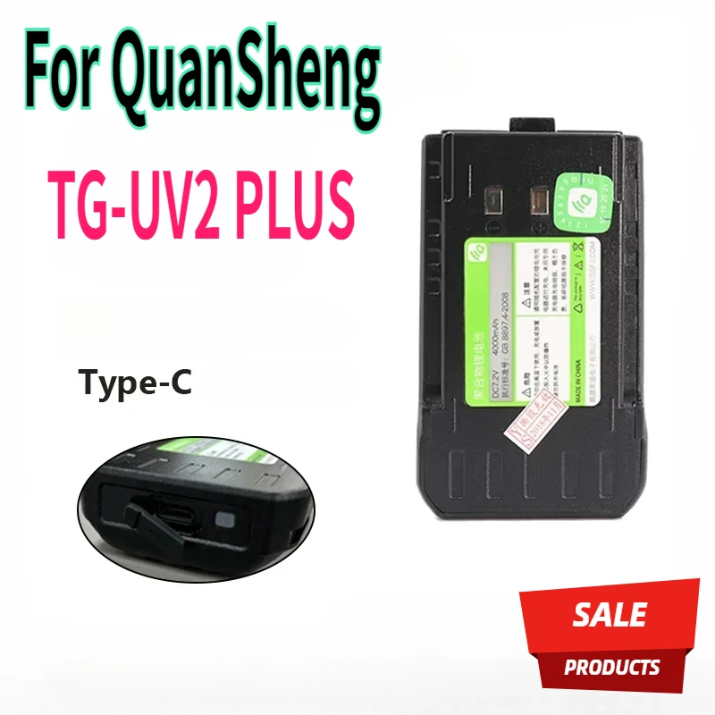 TG-UV2 PLUS Li-ion Battery For QuanSheng Walkie Talkie 7.2V 3000mAh Replacement Battery Eliminator For Two Way Radio Accessories