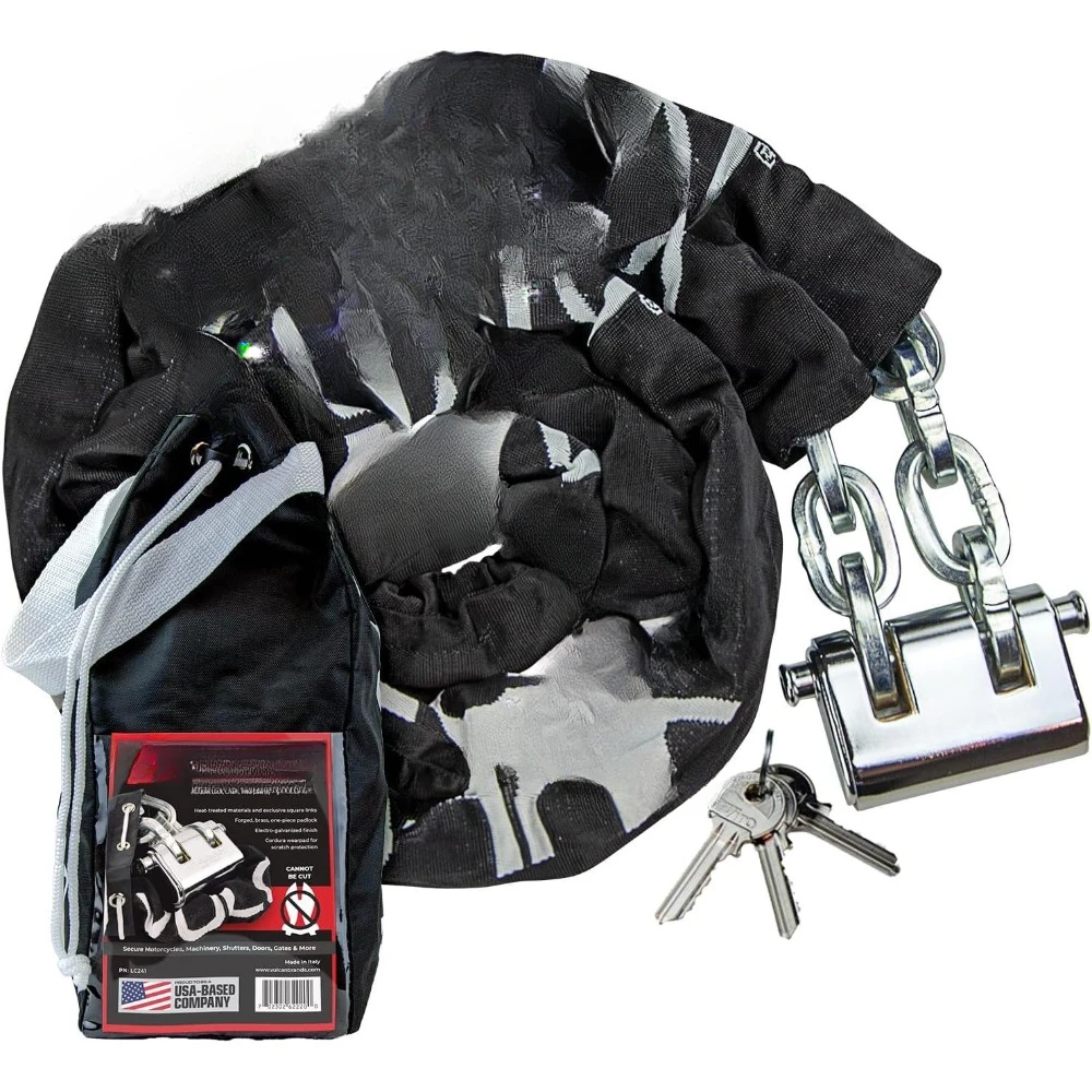 Security Chain and Lock Kit - Premium Case-Hardened - 3/8 Inch x 9 Foot  - Chain Cannot Be Cut with Bolt Cutters or Hand Tools