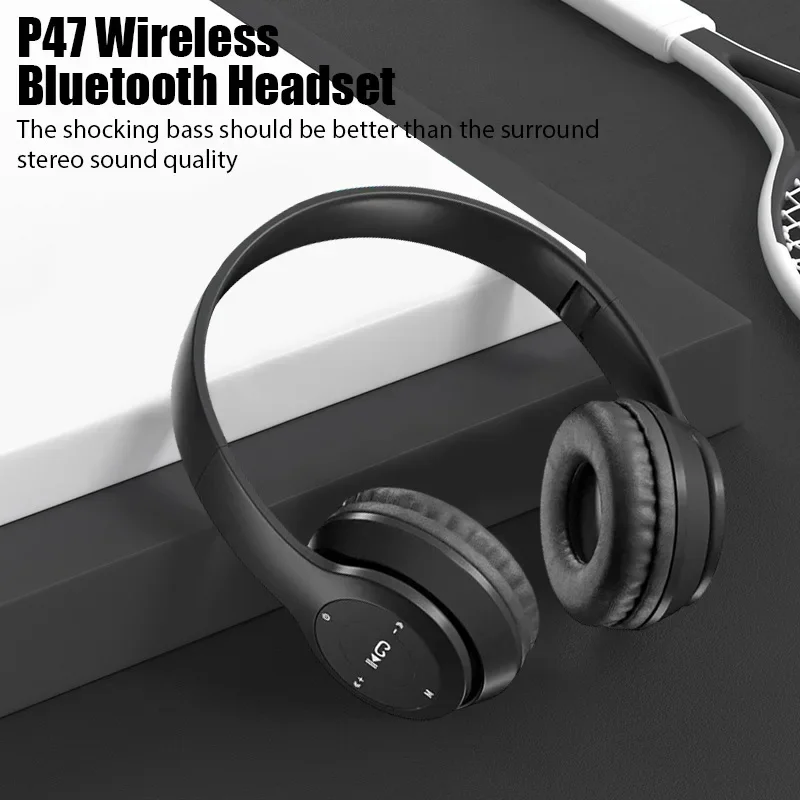 Immersive Gaming Experience: P47 Folding Series Wireless Sports Game Headset For Xiaomi Sumsung iPhone With Mic Support SD Card