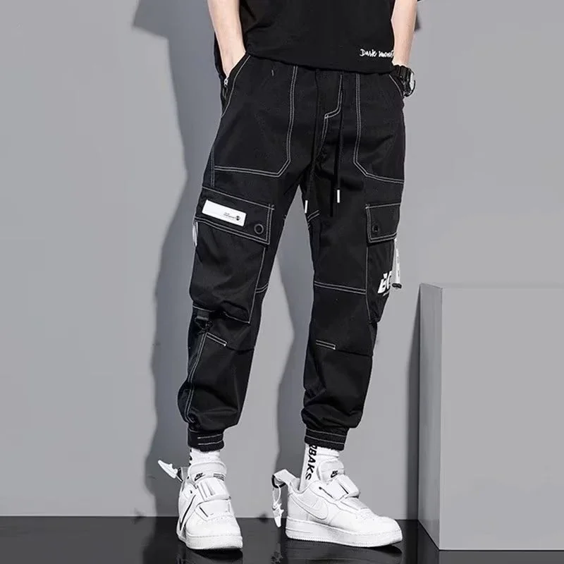 Trendy multi-pocket cargo pants men's leggings trendy loose-fitting nine-cent casual pants