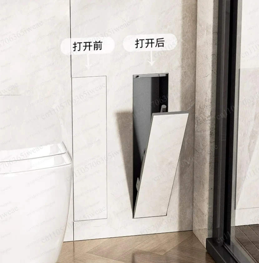 Stainless Steel Niche Recessed Design Hidden Toilet Brush Modern Bathroom Set with Silicone Brush