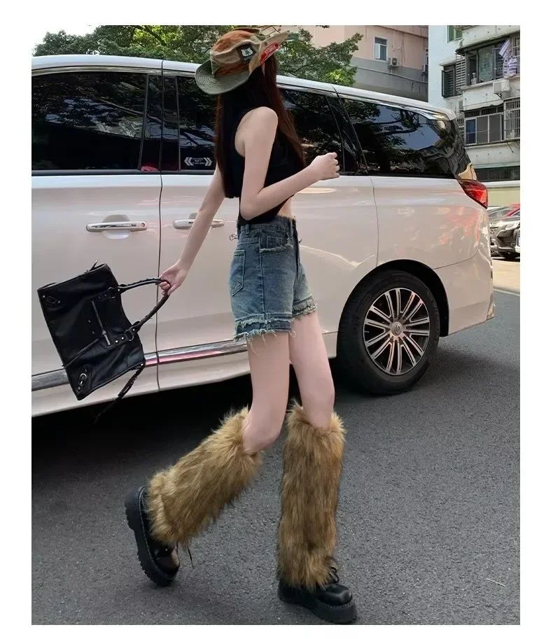 2025 Harajuku Hotsweet High Waist 00S Blue Denim Shorts Women's Fashion Casual Sexy Slim Fit Y2K Street Burr Edge Jean Short
