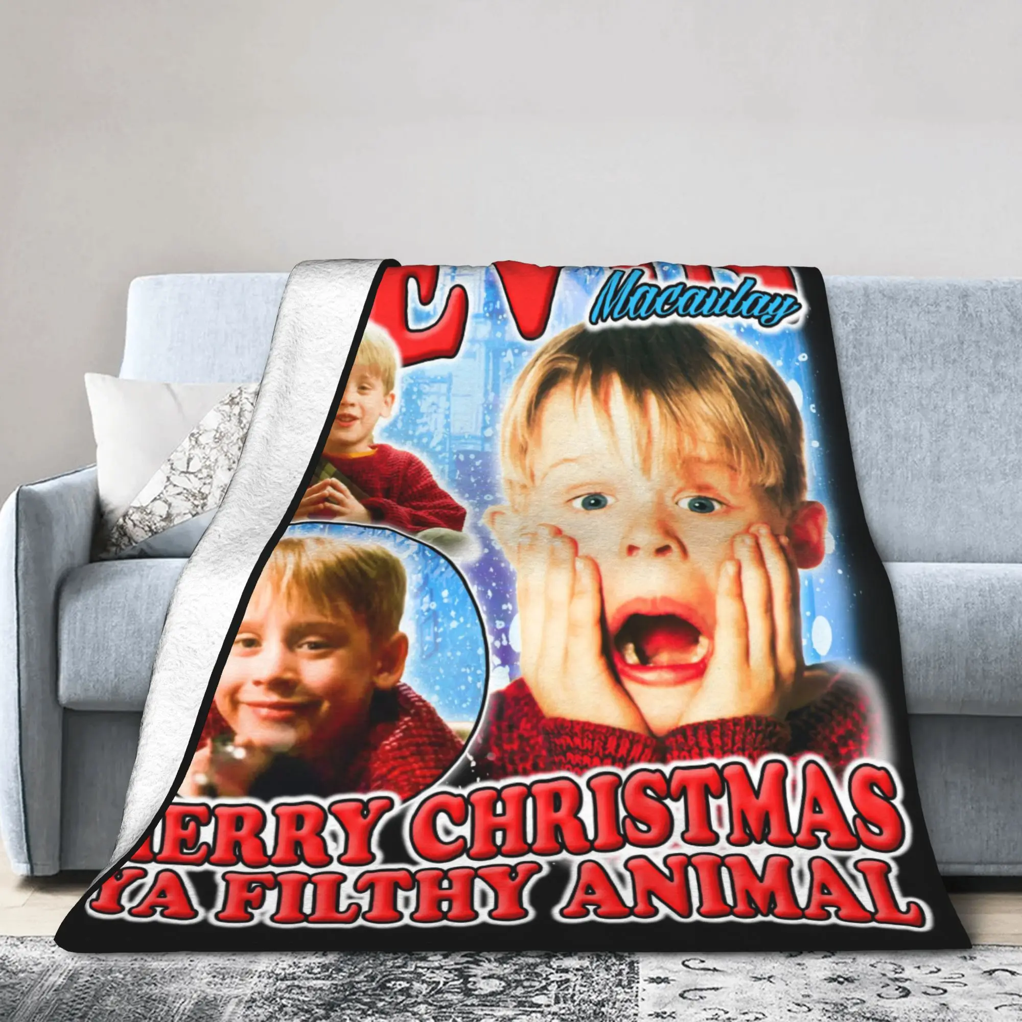 المنزل وحده فيلم كيفن ماكولاي بطانية الصوف الخريف/الشتاء فائقة النعومة رمي بطانية للفراش غرفة نوم الفراش يلقي #2