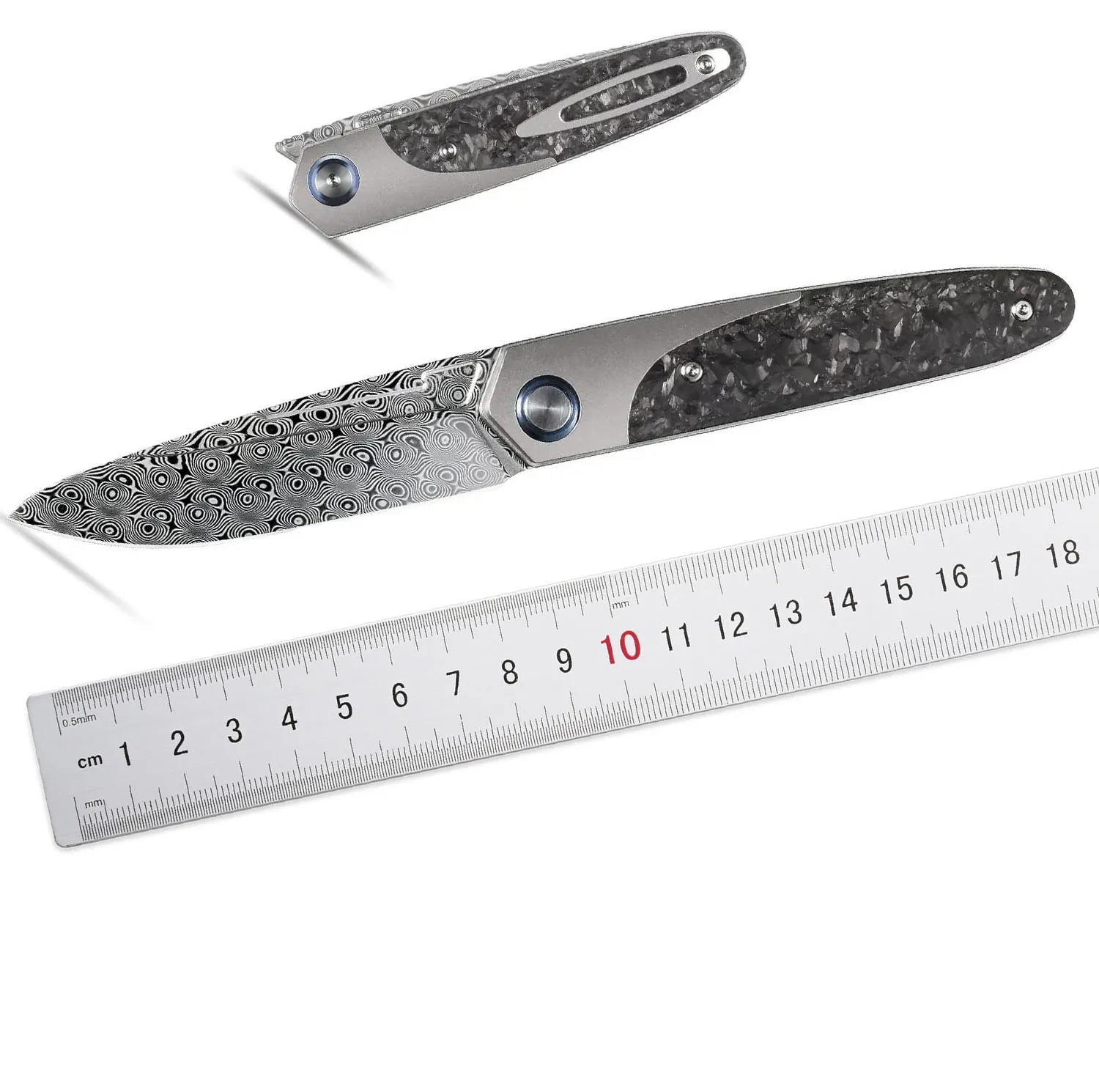 

Sitivien ST245 Damascus Steel Pocket Knife Titanium Carbon Fiber Handle EDC Tool Folding Knifes for Work Camping Hiking Gift