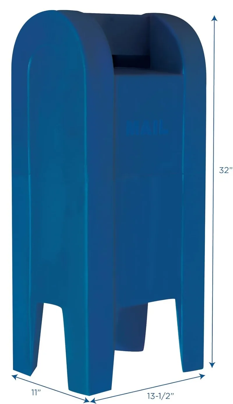 屋外用ポストメールボックス、プレイハウスアクセサリー、教室、保育園、遊び場、ごっこ遊び、ブルー