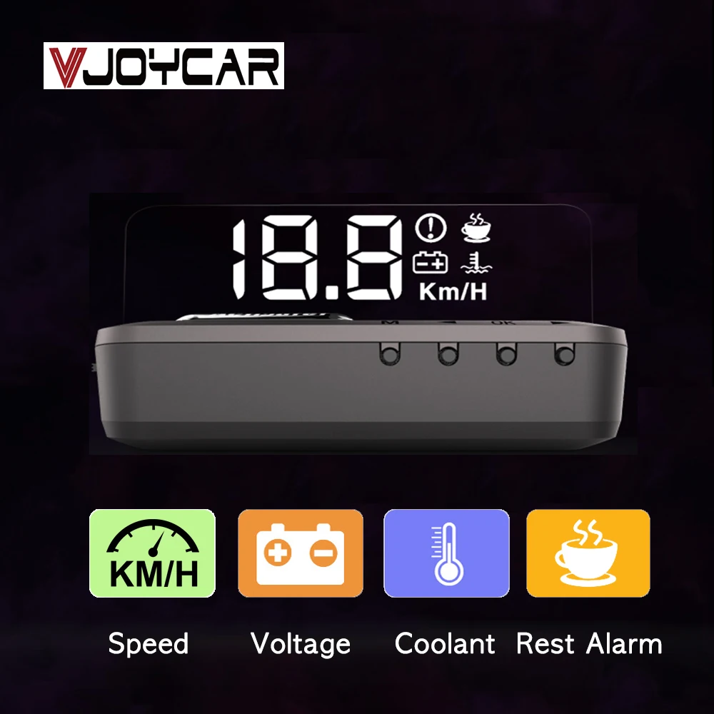 Vjoycar On-board Computer OBD2 Gauge HUD Mirror Projector Display Voltage Coolant Alarms KMH MPH For Cars Electronic Accessories