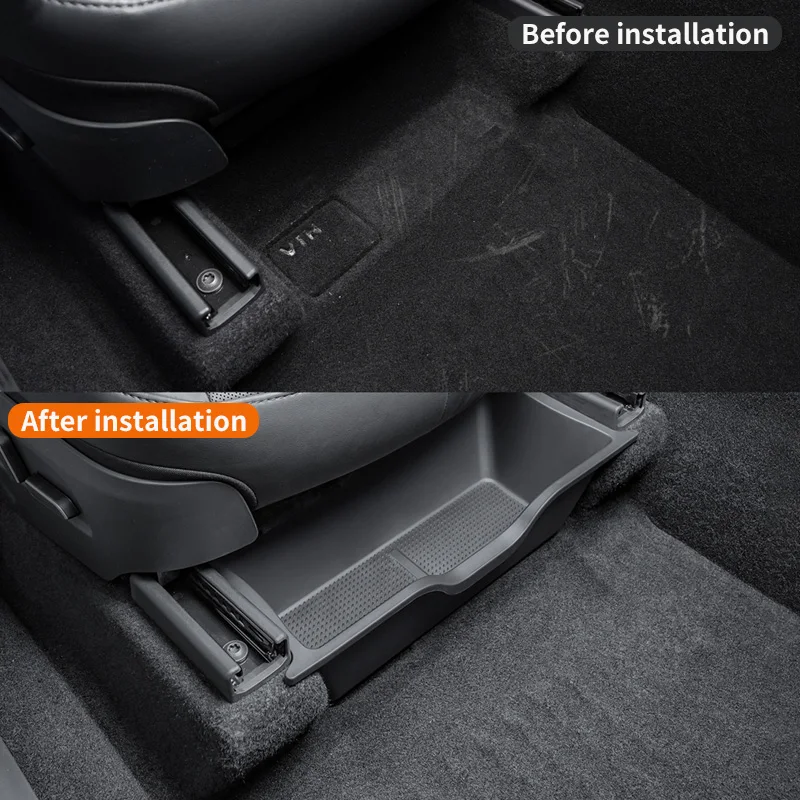 Suitable for 25-26 Updated Tesla Model Y Juniper Seat Storage Box TPE Front and Rear Bottom Storage Box Accessories - 2pcs