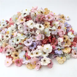 3cm 50/100pcs Multicolor Daisy Flower Head Mini jedwab sztuczny kwiat na ślub zaręczyny dekoracje na domowe przyjęcie DIY