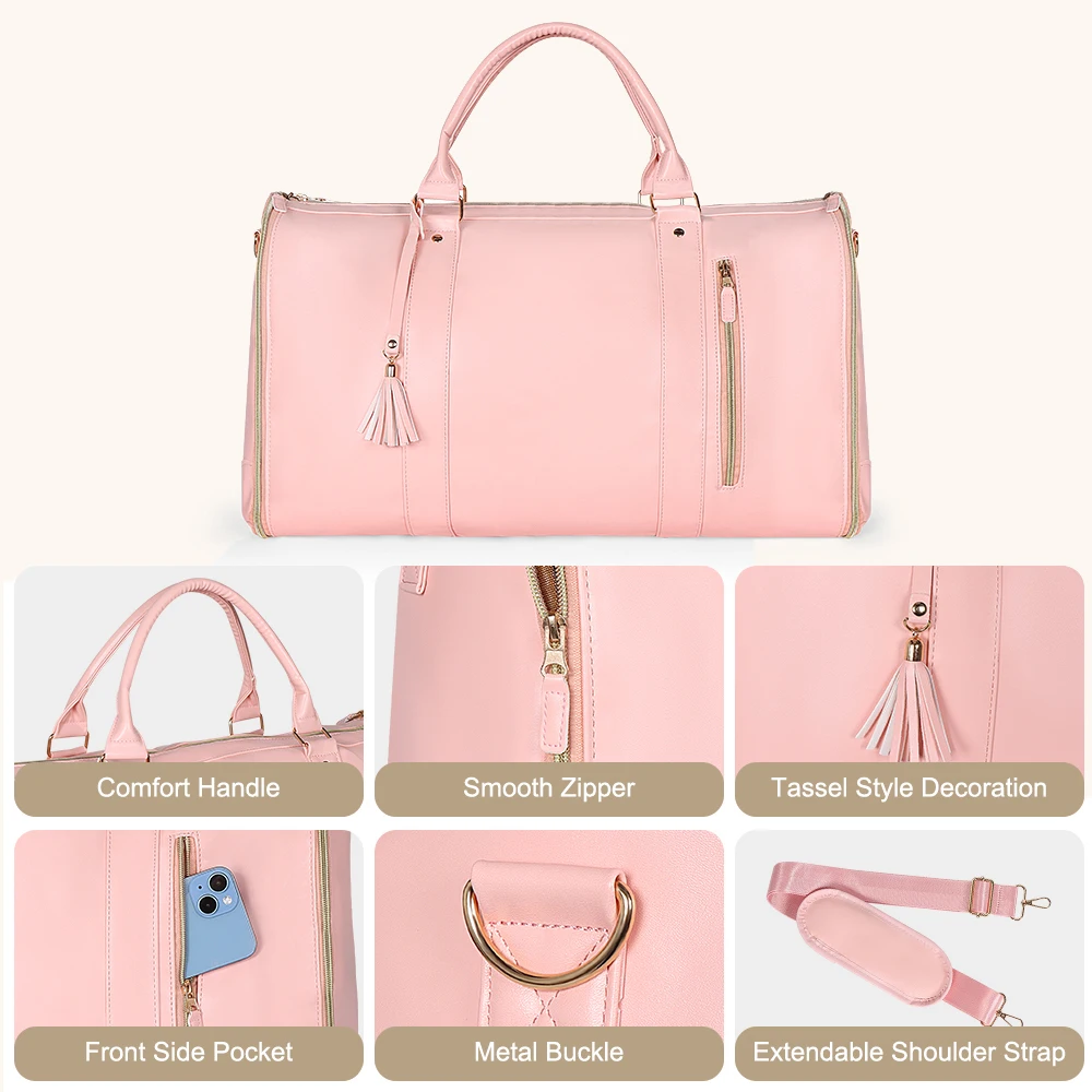 Geestock-2 bolsas de piezas para mujer, bolso de viaje plegable de PU, de gran capacidad, impermeable, para traje, para exteriores