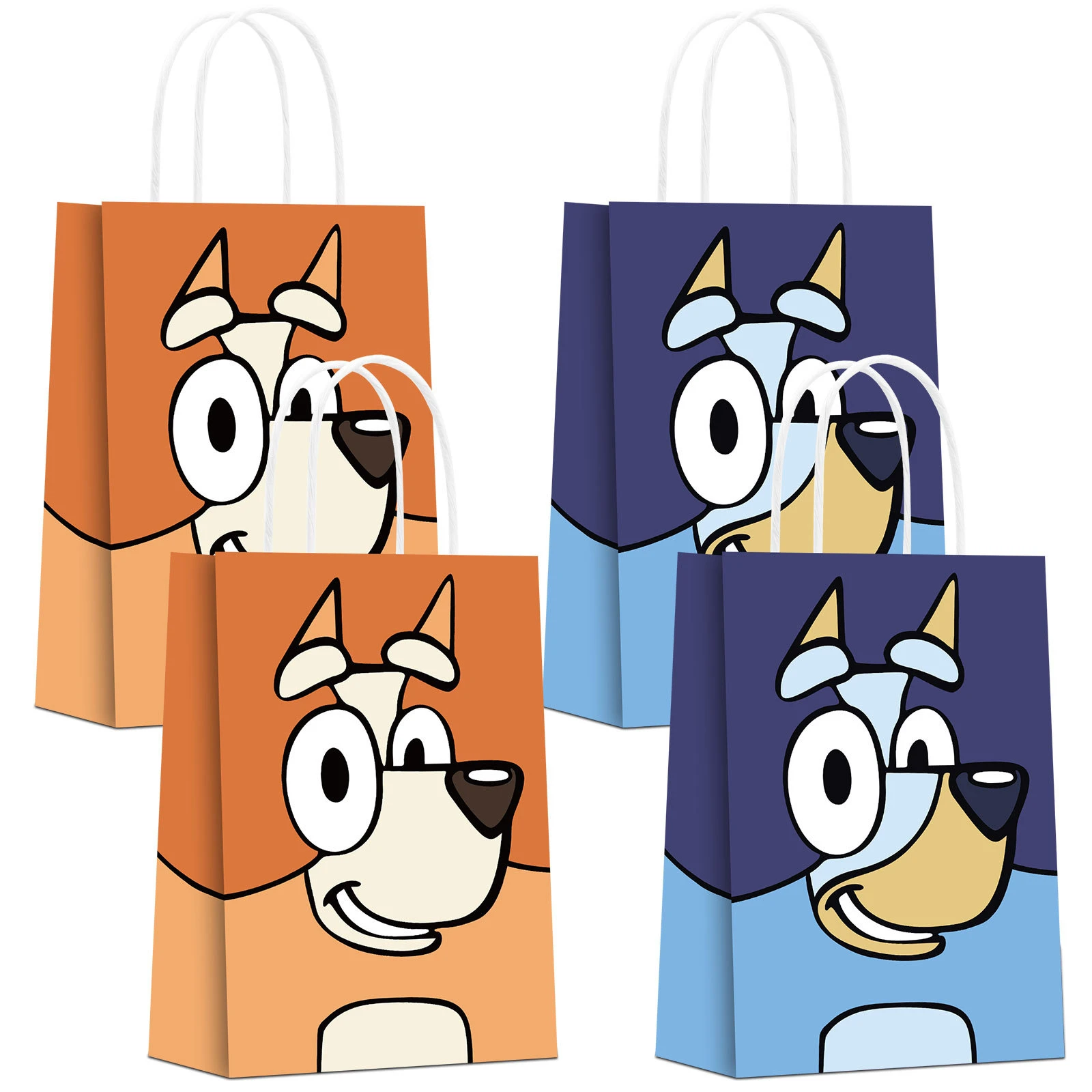 4/8/12Pcs Bluey Theme Gift Bag Set Bingo Anime Children's Birthday Party Biscuit Candy Packaging Bag Gift Storage Party Supplies