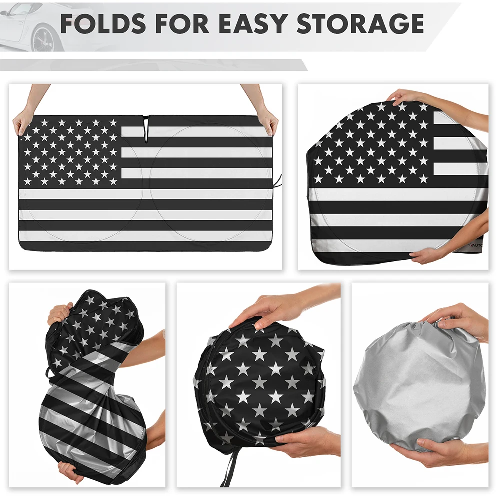 Car Windshield Sunshade USA Flag Logo Front Window Sunscreen Shade Sun Visor Cover Fit for Mercedes BMW Ford Toyota Lexus Mazda