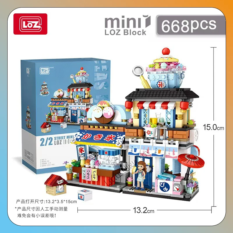 Japan Street View Izakaya Store Mini Building Blocks, Panda Teahouse Mini Building Blocks Set, Piglet Folding House, Simulated B image 2