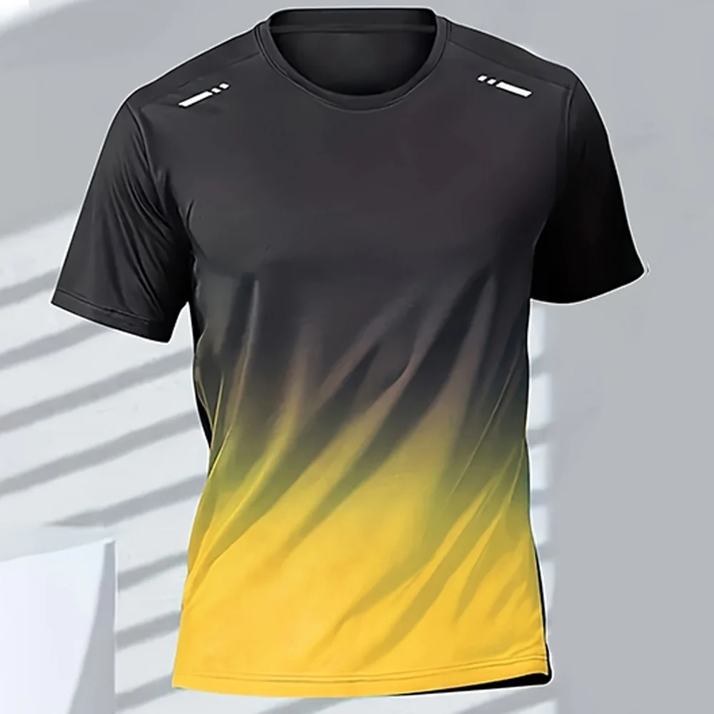 Men's T-Shirts Sports Fitness Basketball Quick-Dry Gradient Running Jersey Short Sleeve Tops Outdoor Sports Training Men Clothes image 2