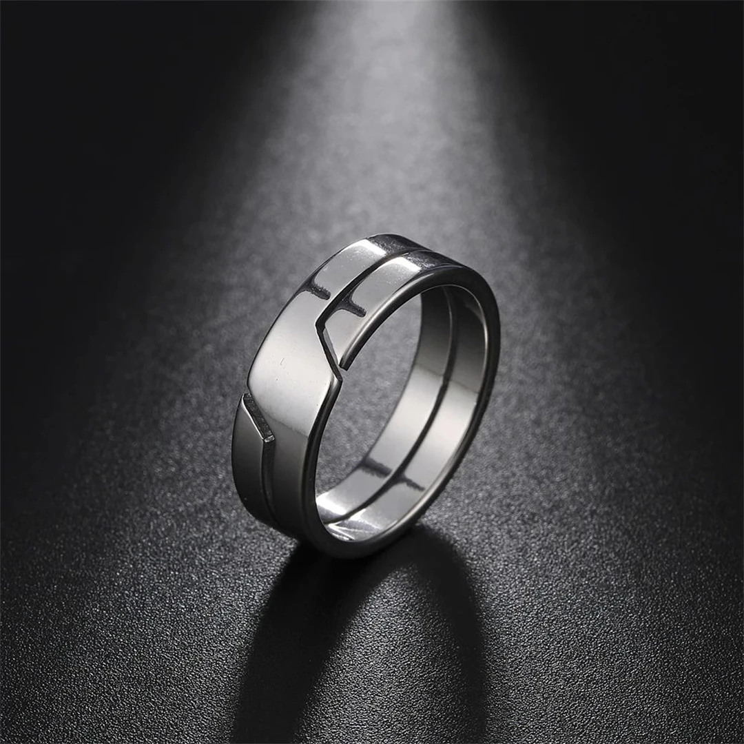 Fashion Simple Stainless Steel Couple Ring for Men Women Casual Finger Ring Jewelry Engagement Anniversary Party Gift