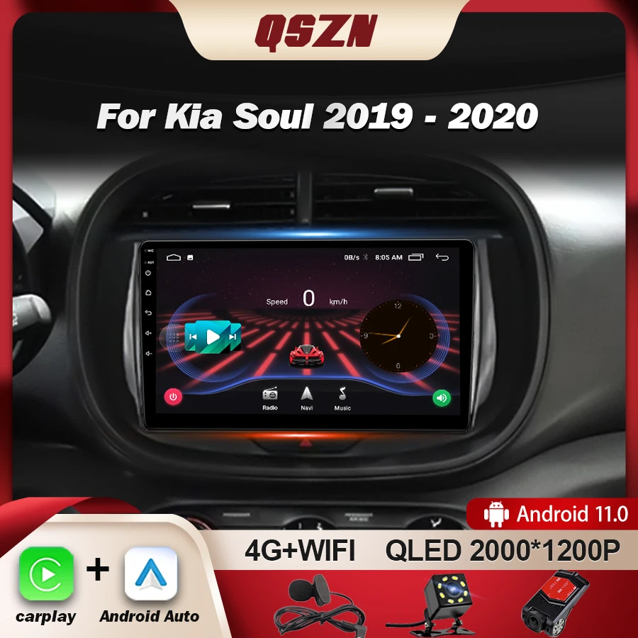 

QSZN For Kia Soul SK3 2019-2020 Car Radio Multimedia Video Player Navigation GPS Android13 Auto Carplay Stereo QLED Bluetooth 4G