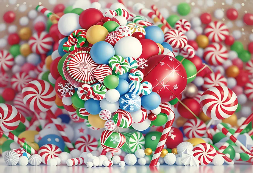 Mehofond 사진 배경 크리스마스 빨간 사탕 풍선, 겨울 크리스마스, 어린이 휴일 파티 초상화 장식 배경, 사진 스튜디오