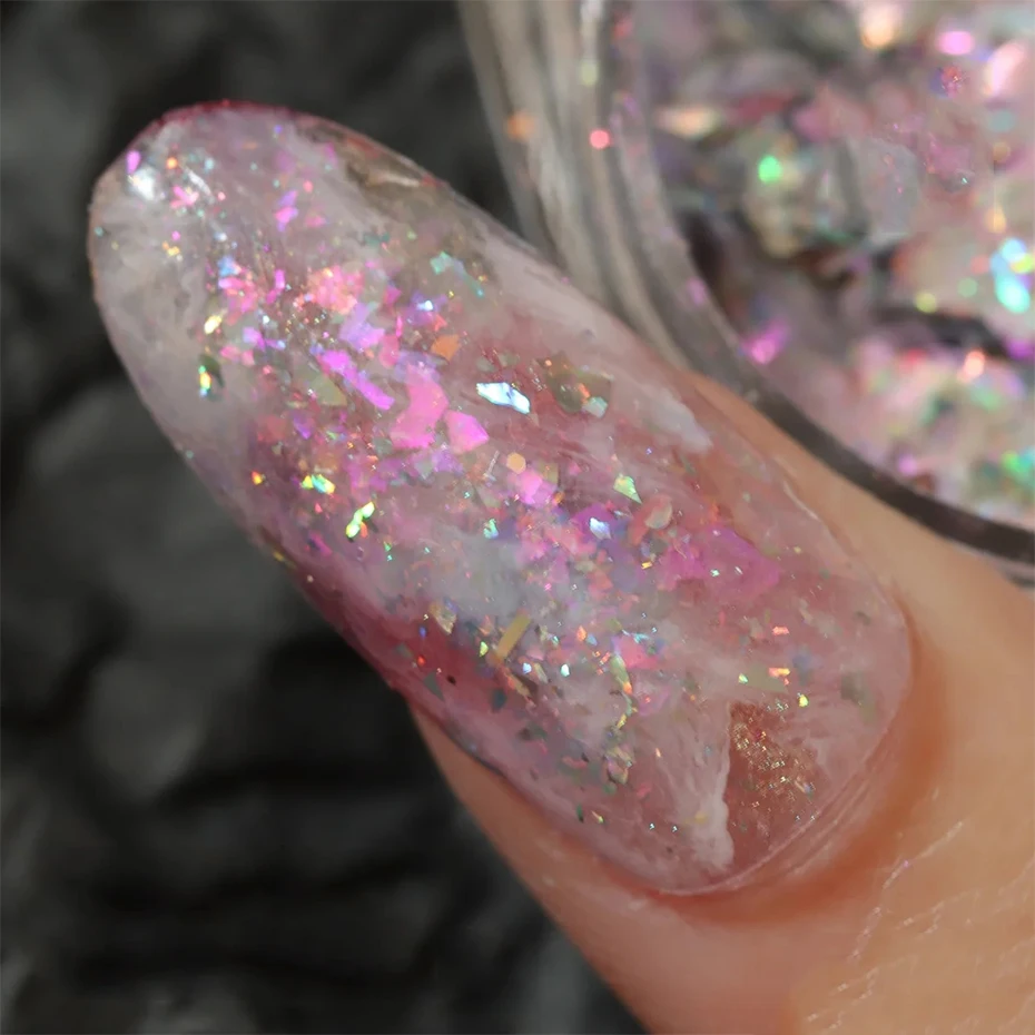 12 Grids 3D Flakes Aurora Nail Glitter Flakes Nail Chunky Sequins  Holographic Opal Powder For Manicure Nails Accessories