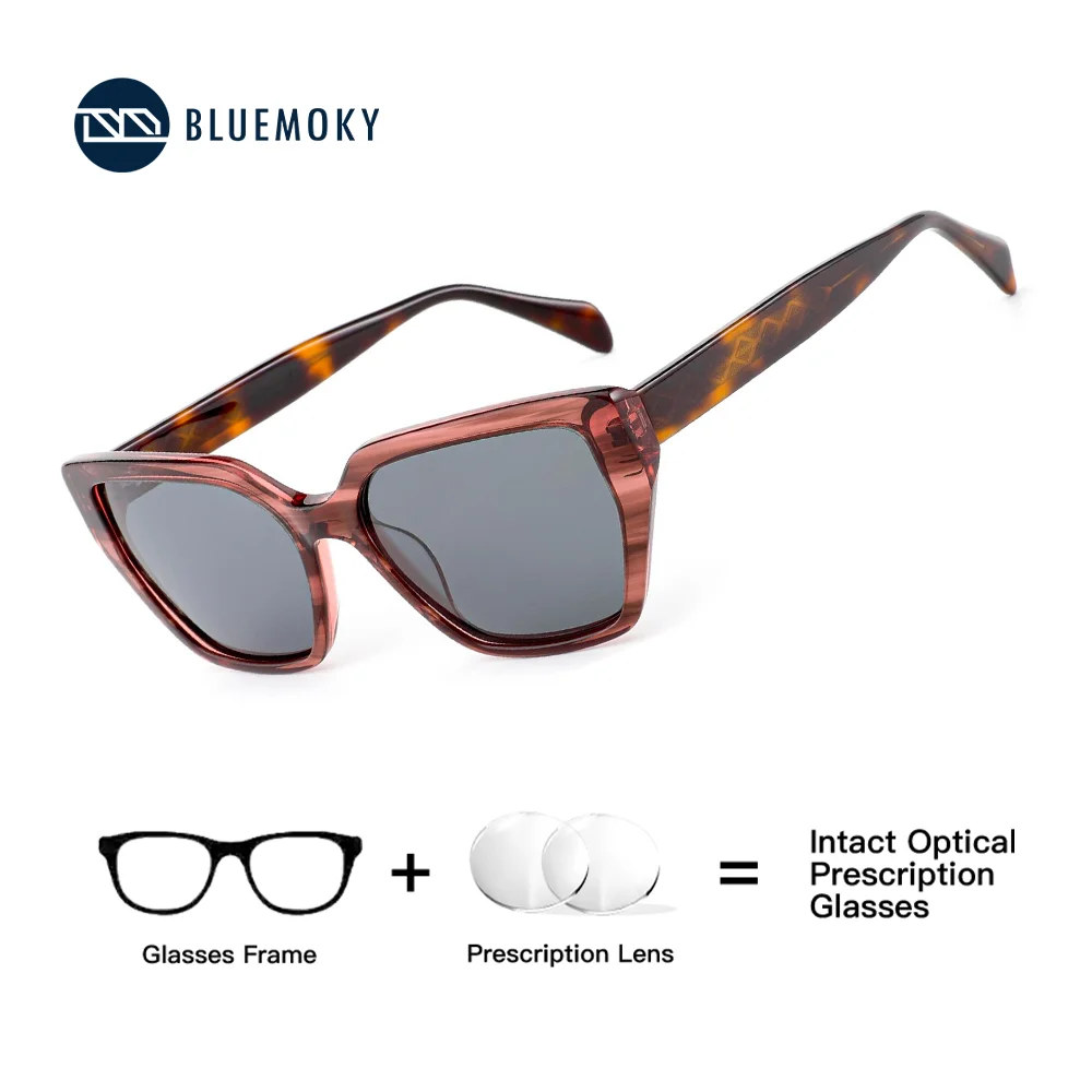 

BLUEMOKY Stylish Acetate Myopia Prescription Sunglasses Women Fashion Cat Eye Uv400 Polarized Corrective Sun Glasses