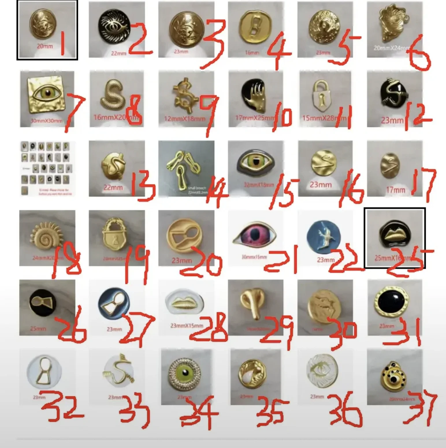 Can be Mixed 10 pcs New eyes shape gold sewing button for luxurious cashmere coat,sweater clothes